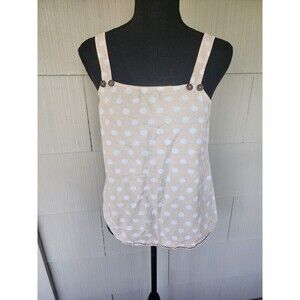 Asos Crop Polka Dot Tank Beige And White Wooden Buttons Size 4 Or Small
